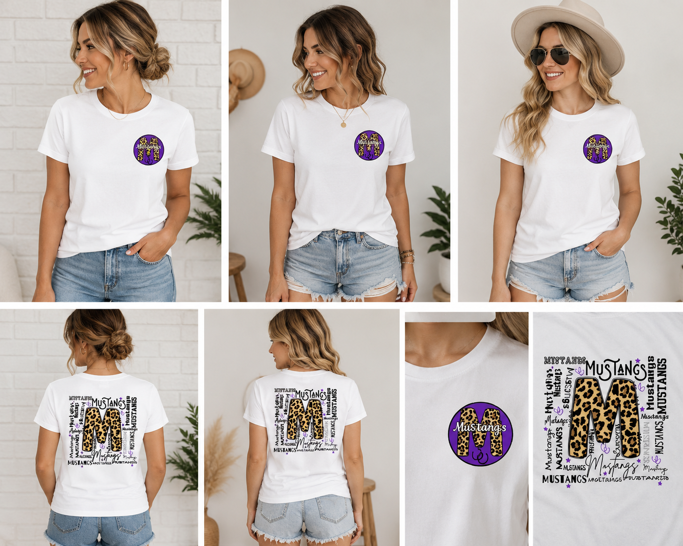 Marble Falls Mustangs Leopard Spirit Shirt | Front & Back School Pride Tee | Adult Graphic T-Shirt