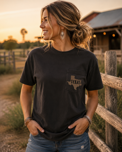 Texas Graphic T-Shirt — “She’s From Texas I Can Tell” Vintage Cowboy Tee