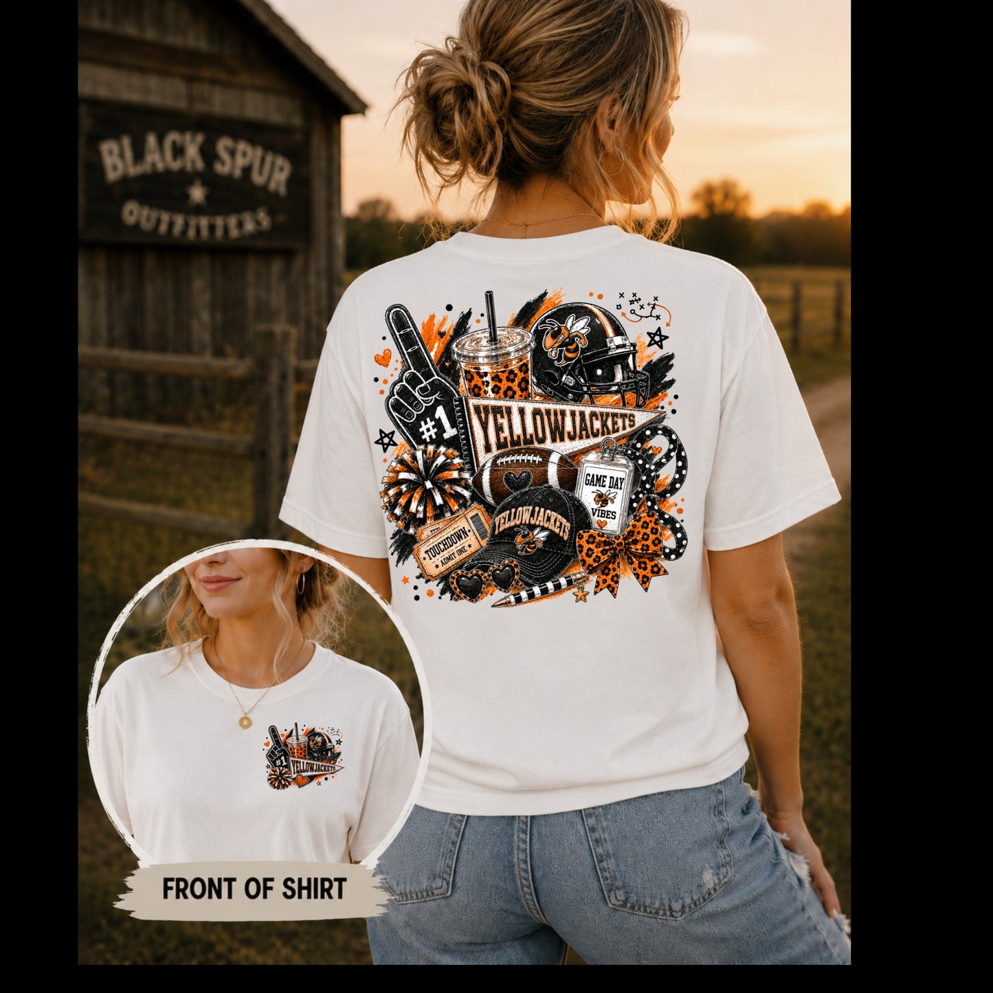 Llano Yellowjackets Game Day Spirit Shirt | Orange & Black Football Tee