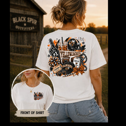 Llano Yellowjackets Game Day Spirit Shirt | Orange & Black Football Tee