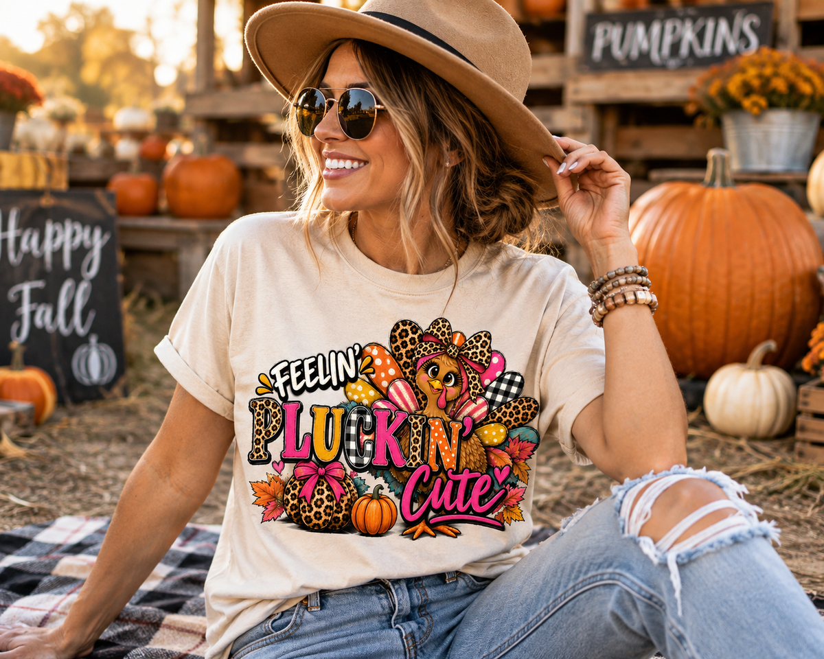 Feelin’ Pluckin’ Cute Thanksgiving Turkey Graphic Tee