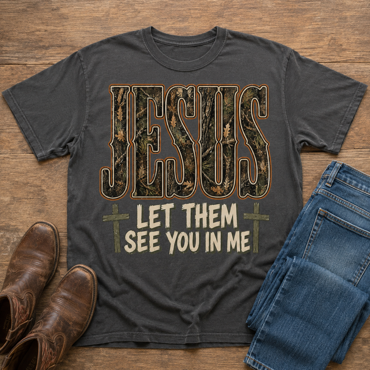 Jesus Let Them See You in Me Camo Christian Shirt