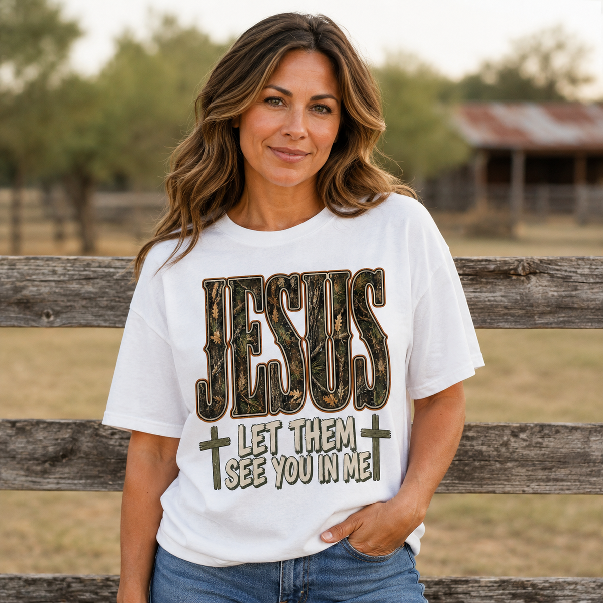 Jesus Let Them See You in Me Camo Christian Shirt