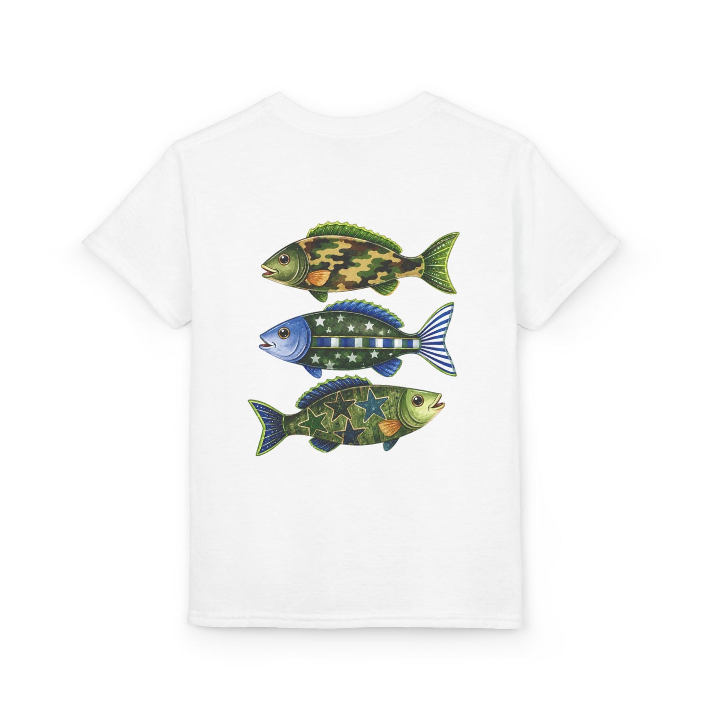 Youth Fish Graphic T-Shirt — Colorful Trio Back Print