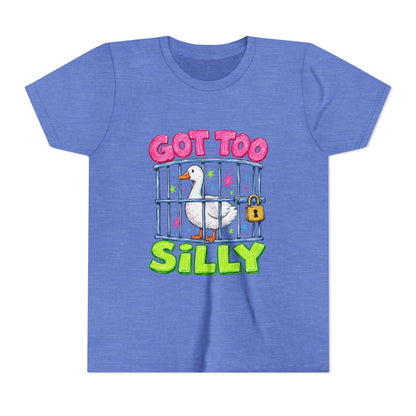 Youth Tee — 'Got Too Silly' Cute Locked Seagull Graphic Shirt