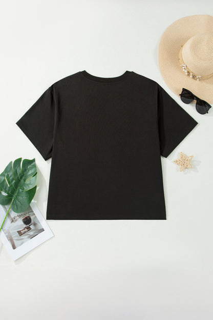 Plus Size Western Aztec Bull Skull Printed T Shirt