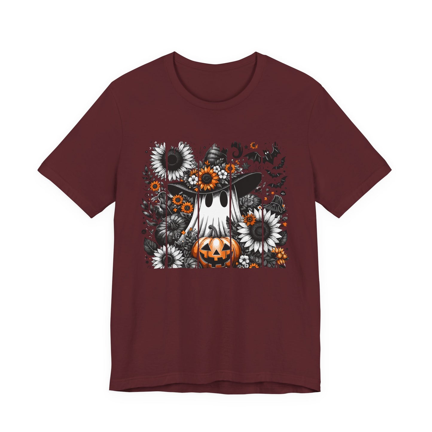 Floral Ghost Halloween T-Shirt | Cute Boho Ghost Pumpkin Tee | Women's Fall Graphic Shirt