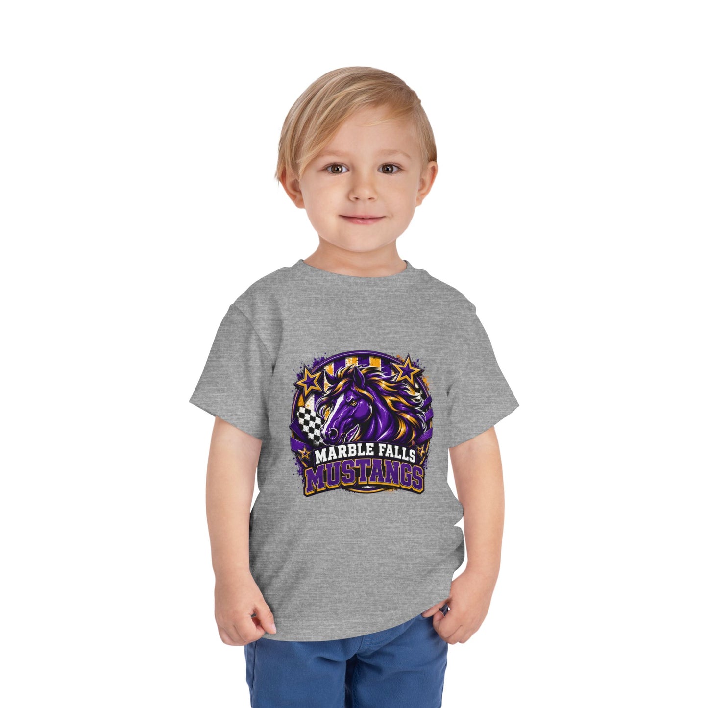 Toddler Tee — Marble Falls Mustangs Purple Horse Mascot Kids Shirt