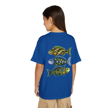 Youth Fish Graphic T-Shirt — Colorful Trio Back Print