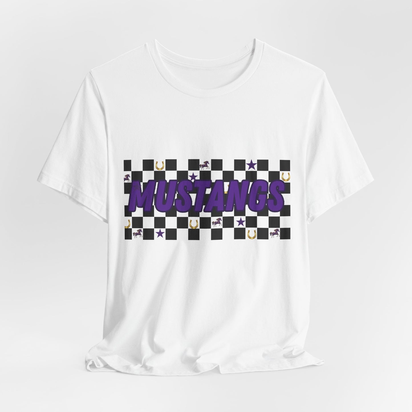 Mustangs Graphic Tee - Casual Unisex Jersey Short Sleeve Shirt, Perfect for School Spirit, Sports Events, Gifts, Everyday Wear