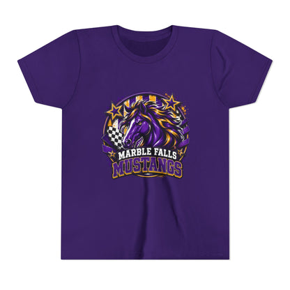 Marble Falls Mustangs Youth Tee — Purple Mustang School Spirit Shirt