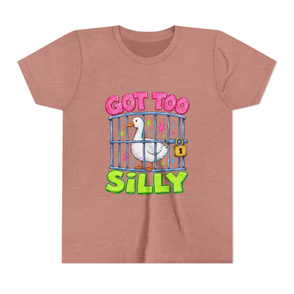 Youth Tee — 'Got Too Silly' Cute Locked Seagull Graphic Shirt