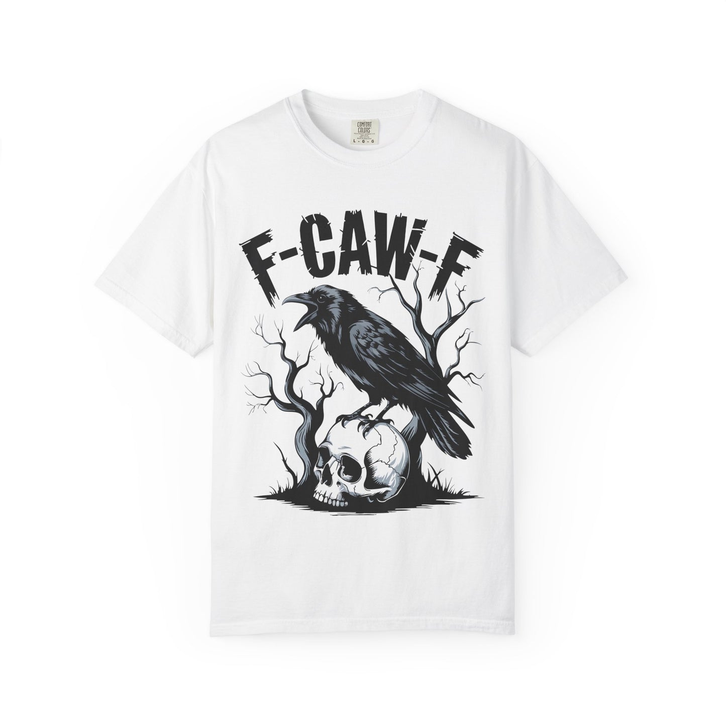 Raven & Skull Graphic T-Shirt – “F-CAW-F” Gothic Crow Tee