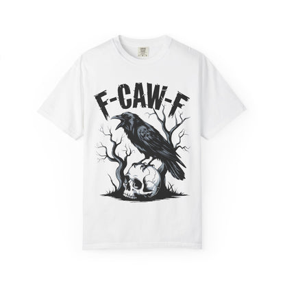 Raven & Skull Graphic T-Shirt – “F-CAW-F” Gothic Crow Tee