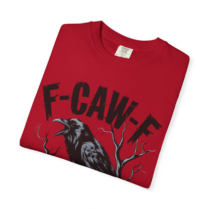 Raven & Skull Graphic T-Shirt – “F-CAW-F” Gothic Crow Tee