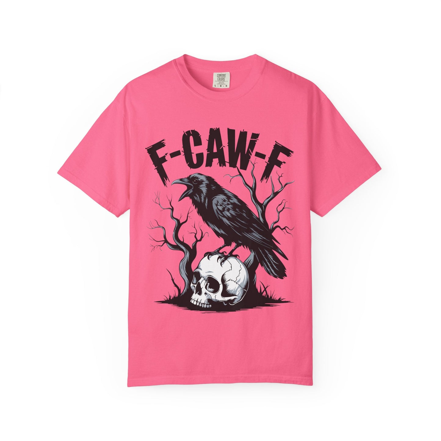 Raven & Skull Graphic T-Shirt – “F-CAW-F” Gothic Crow Tee