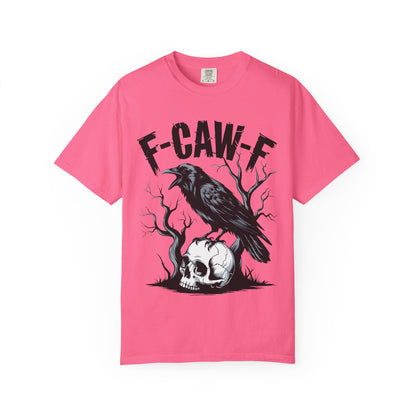 Raven & Skull Graphic T-Shirt – “F-CAW-F” Gothic Crow Tee