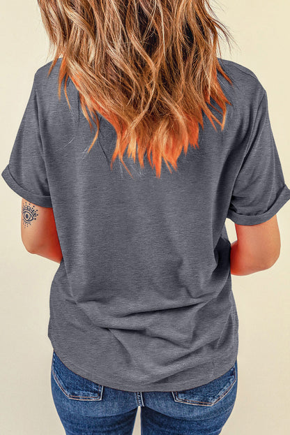 Gray Cute Halloween Ghost Printed Womens Casual Tee