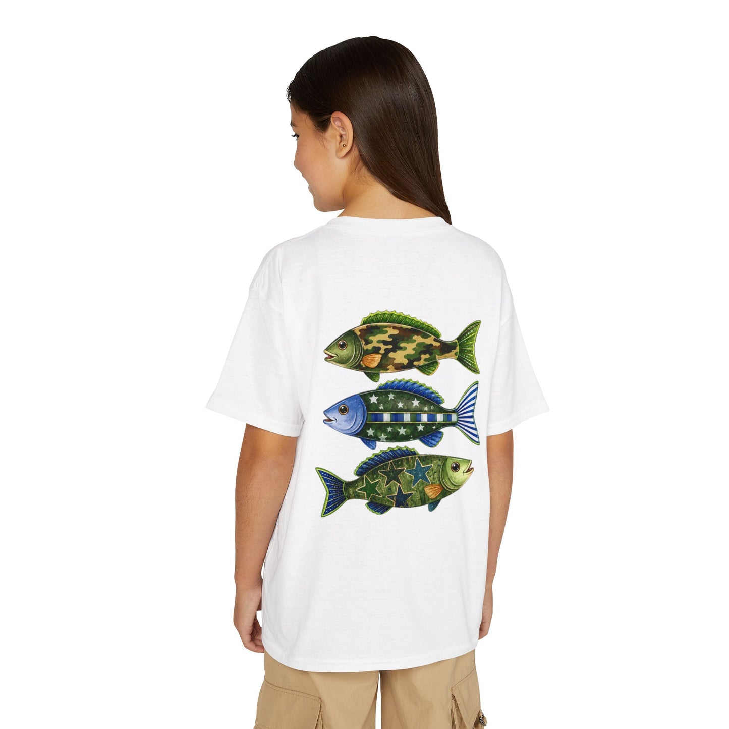Youth Fish Graphic T-Shirt — Colorful Trio Back Print