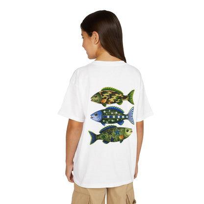 Youth Fish Graphic T-Shirt — Colorful Trio Back Print