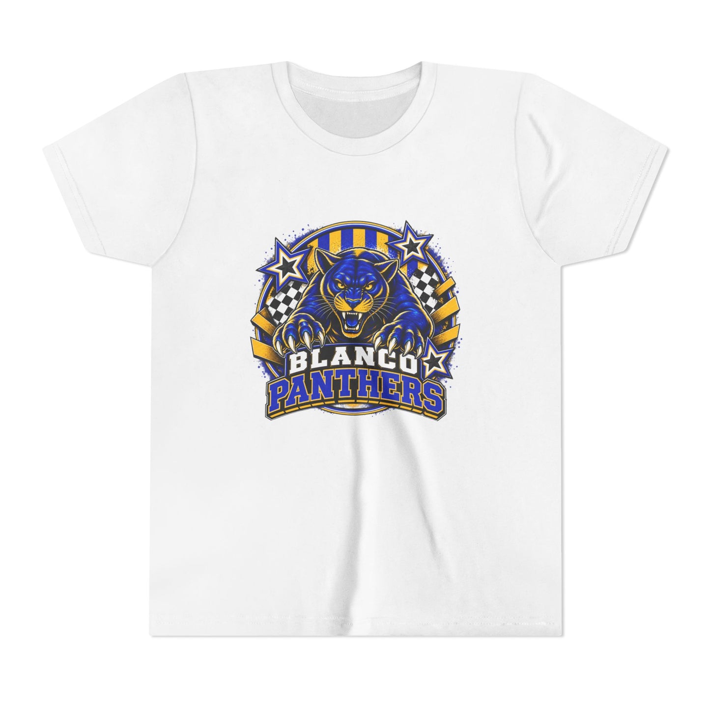Youth Blanco Panthers Shirt | Blue & Gold Kids School Spirit Tee