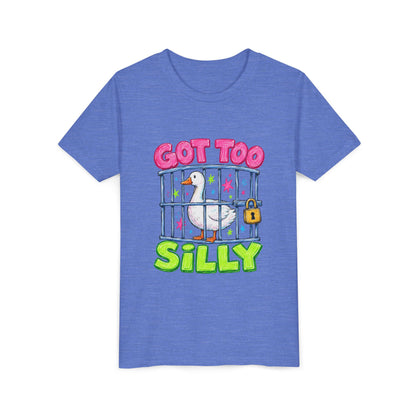 Youth Tee — 'Got Too Silly' Cute Locked Seagull Graphic Shirt