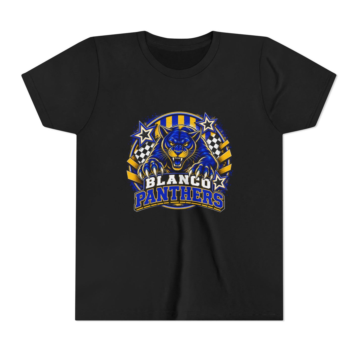 Youth Blanco Panthers Shirt | Blue & Gold Kids School Spirit Tee