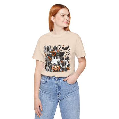 Floral Ghost Halloween T-Shirt | Cute Boho Ghost Pumpkin Tee | Women's Fall Graphic Shirt