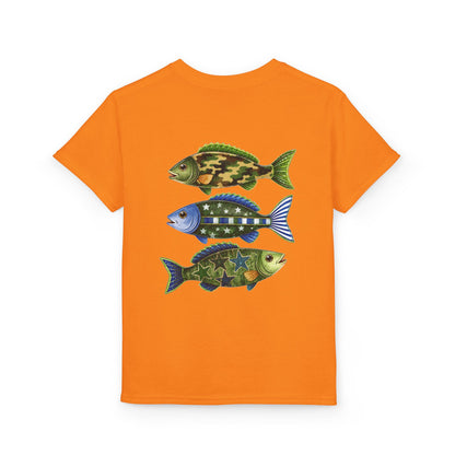 Youth Fish Graphic T-Shirt — Colorful Trio Back Print