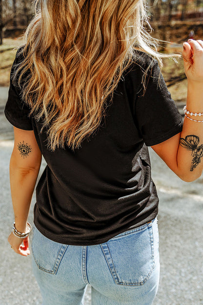 Black Camouflage Football Bow Graphic Casual Shift Tee