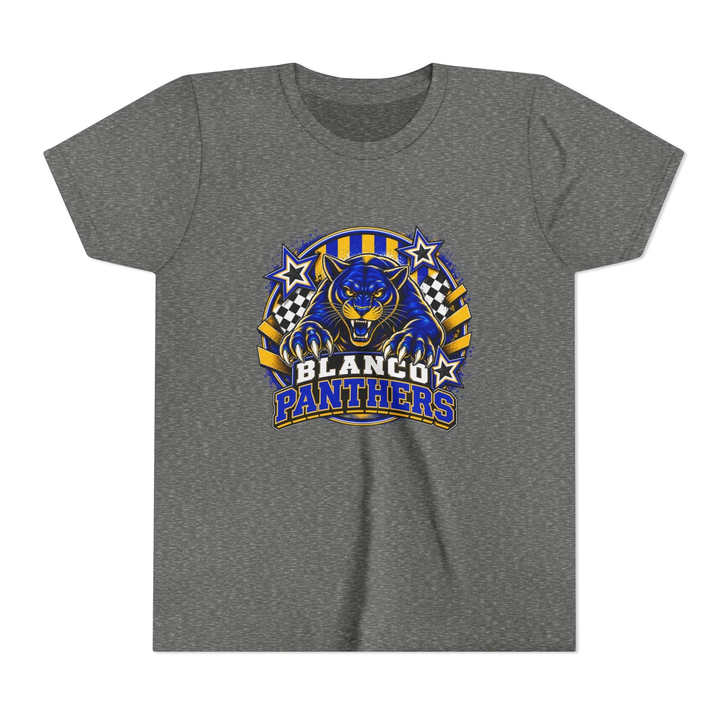 Youth Blanco Panthers Shirt | Blue & Gold Kids School Spirit Tee