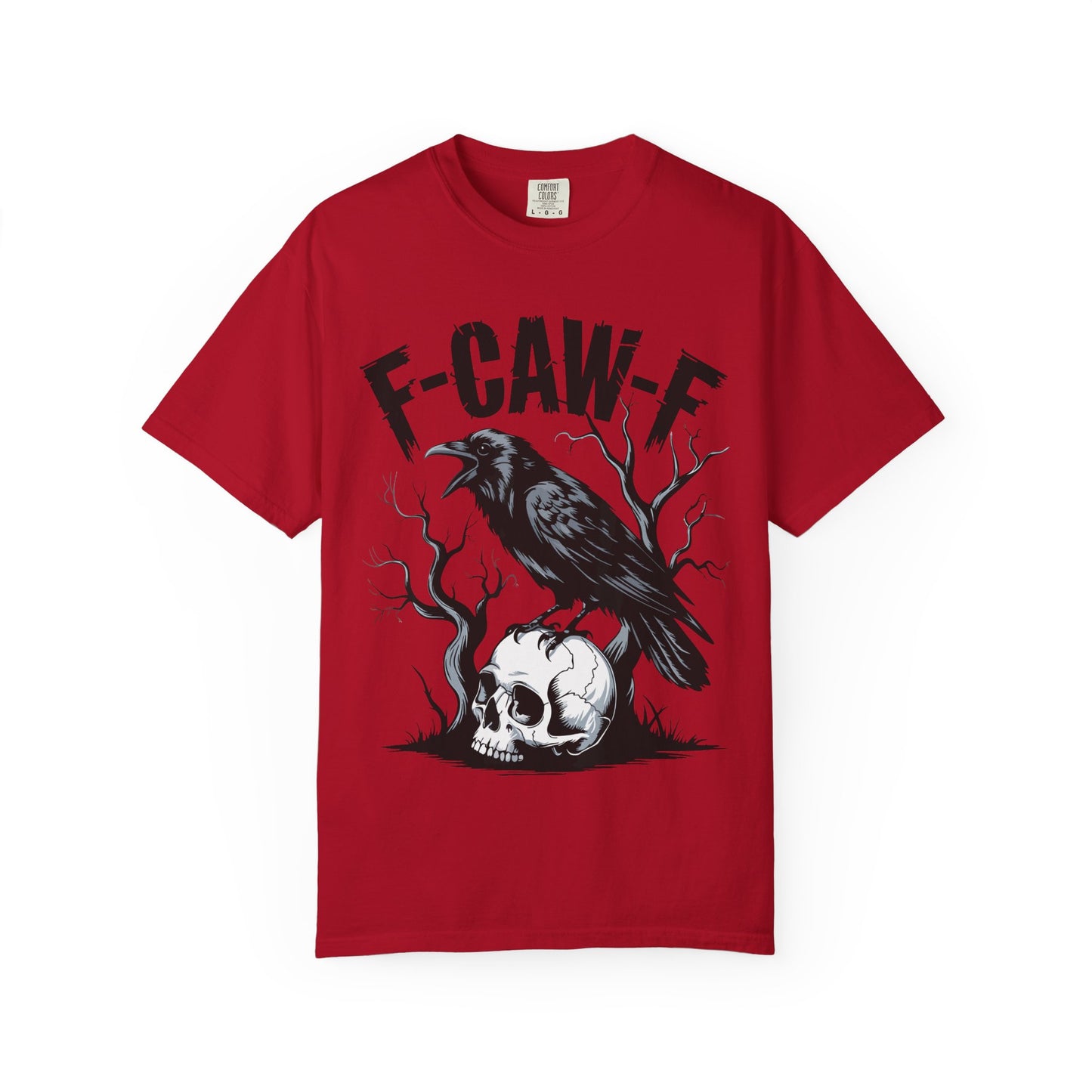 Raven & Skull Graphic T-Shirt – “F-CAW-F” Gothic Crow Tee