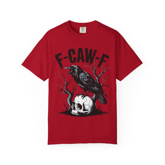 Raven & Skull Graphic T-Shirt – “F-CAW-F” Gothic Crow Tee