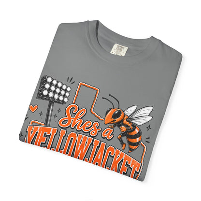 Yellowjacket Football Fan T-Shirt — "She’s a Yellowjacket I Can Tell"