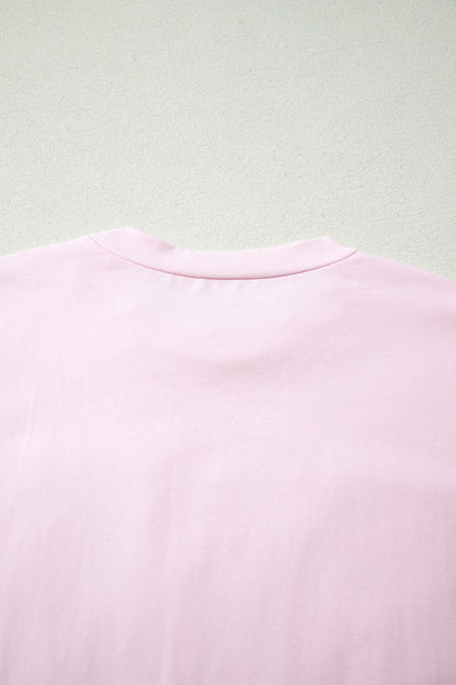 Pink PRAY Sequin Leopard Multiple Patched Graphic Tee