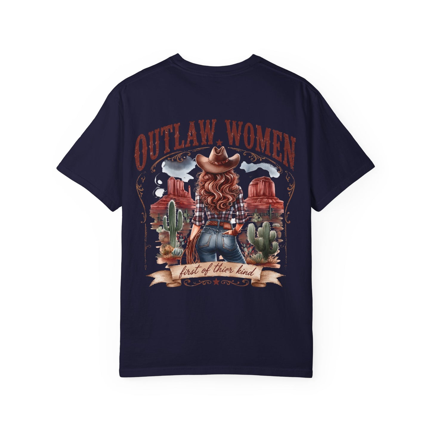 Outlaw Women graphic T-shirt | Western cowgirl desert design