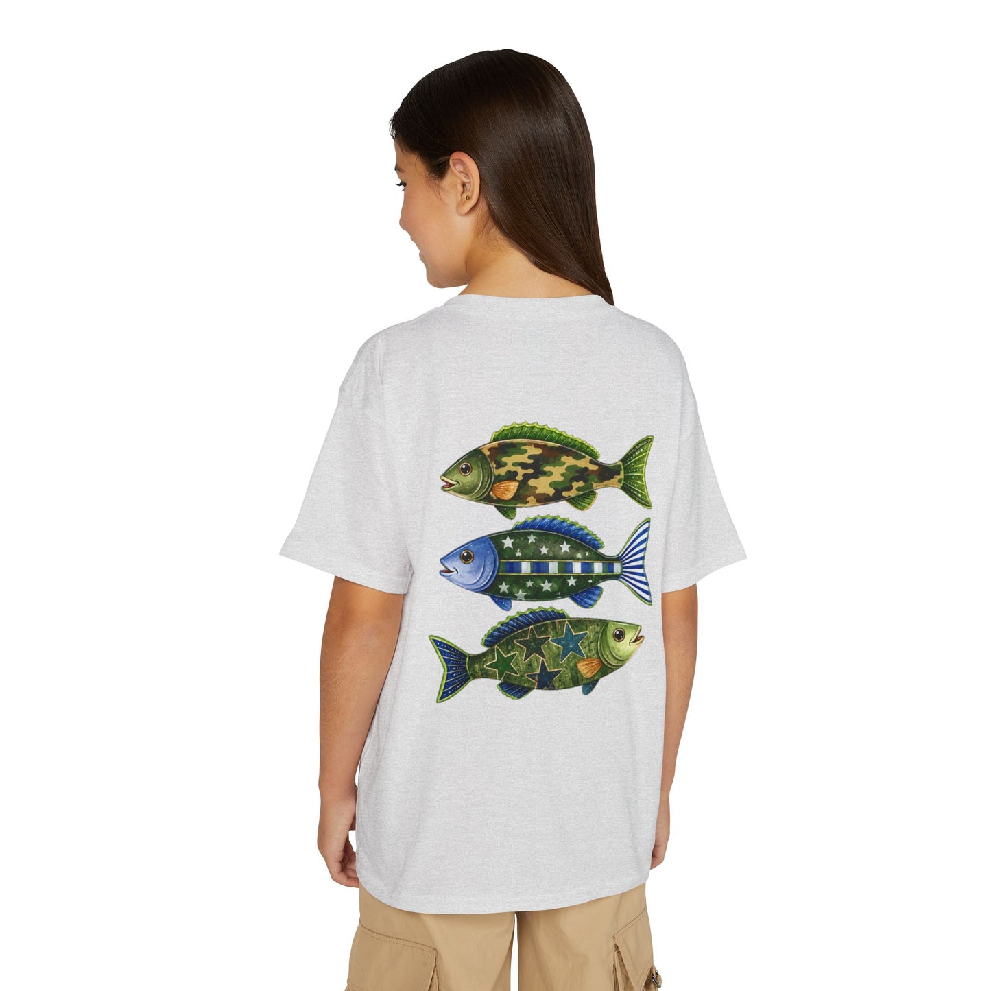 Youth Fish Graphic T-Shirt — Colorful Trio Back Print