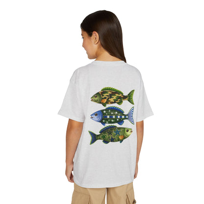 Youth Fish Graphic T-Shirt — Colorful Trio Back Print