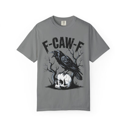 Raven & Skull Graphic T-Shirt – “F-CAW-F” Gothic Crow Tee