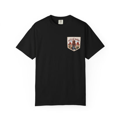 Outlaw Women graphic T-shirt | Western cowgirl desert design
