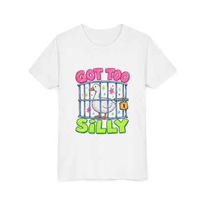 Youth Tee — 'Got Too Silly' Cute Locked Seagull Graphic Shirt