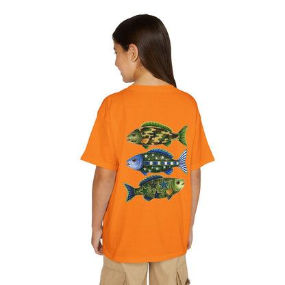 Youth Fish Graphic T-Shirt — Colorful Trio Back Print