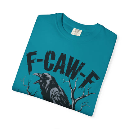 Raven & Skull Graphic T-Shirt – “F-CAW-F” Gothic Crow Tee