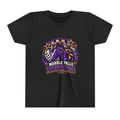 Marble Falls Mustangs Youth Tee — Purple Mustang School Spirit Shirt