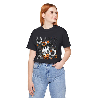 Floral Ghost Halloween T-Shirt | Cute Boho Ghost Pumpkin Tee | Women's Fall Graphic Shirt