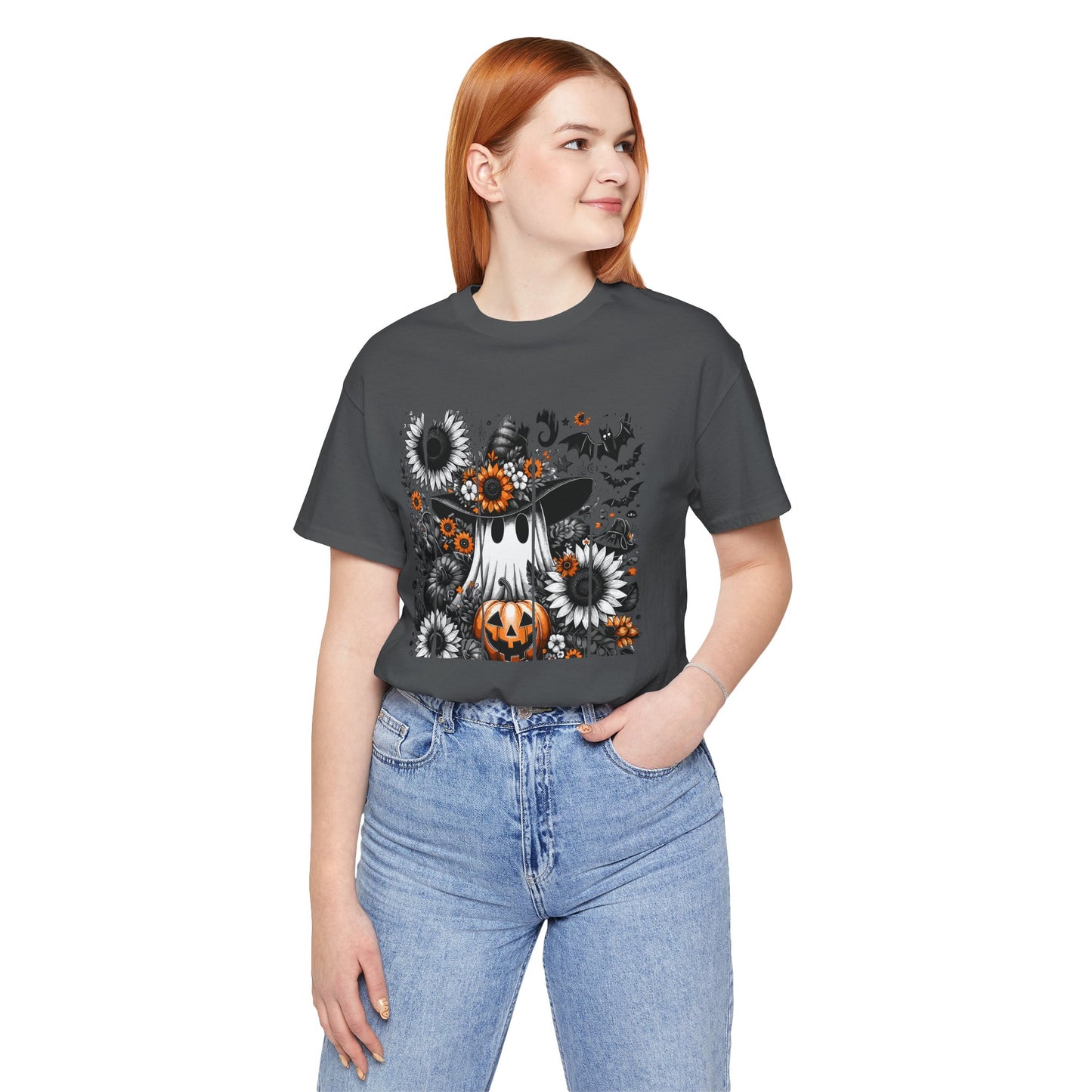 Floral Ghost Halloween T-Shirt | Cute Boho Ghost Pumpkin Tee | Women's Fall Graphic Shirt
