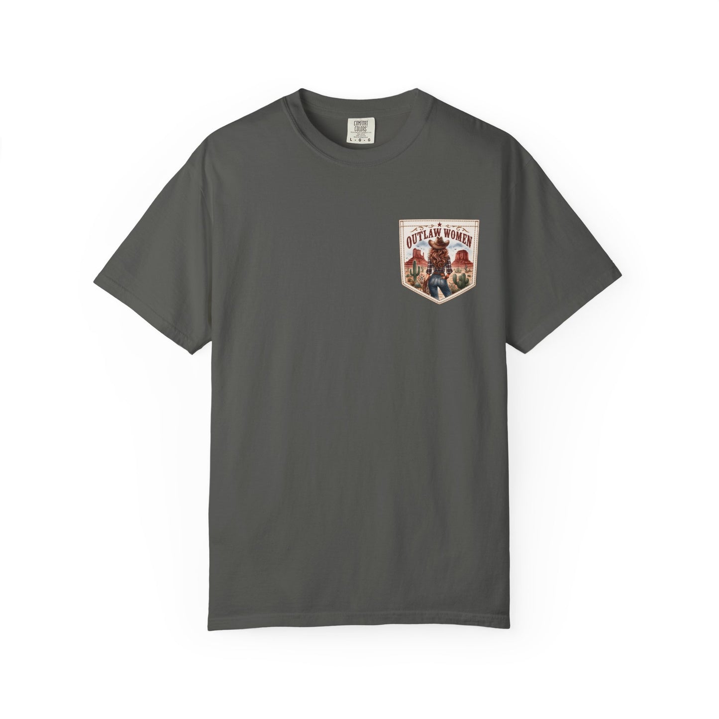 Outlaw Women graphic T-shirt | Western cowgirl desert design