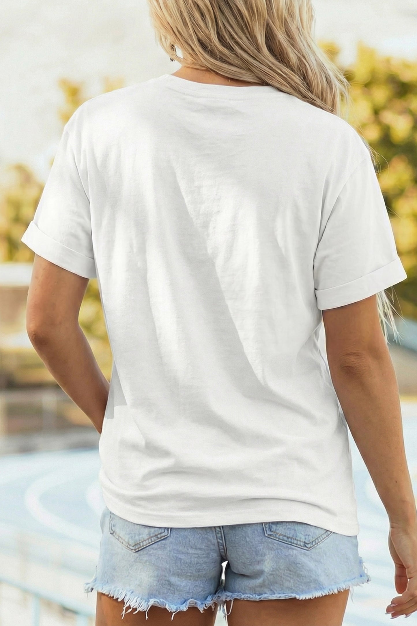 White PRAY Camo Letter Print Casual Round Neck T Shirt