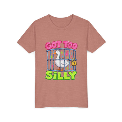 Youth Tee — 'Got Too Silly' Cute Locked Seagull Graphic Shirt