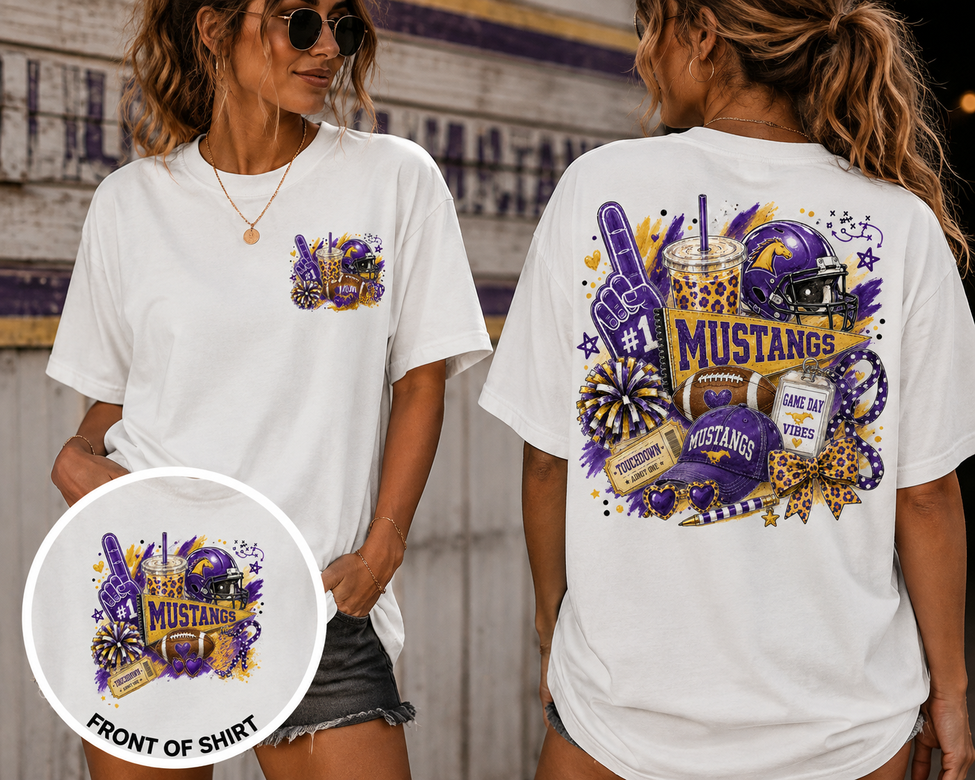 Marble Falls Mustangs Game Day Spirit Shirt | Purple & Gold Football Tee